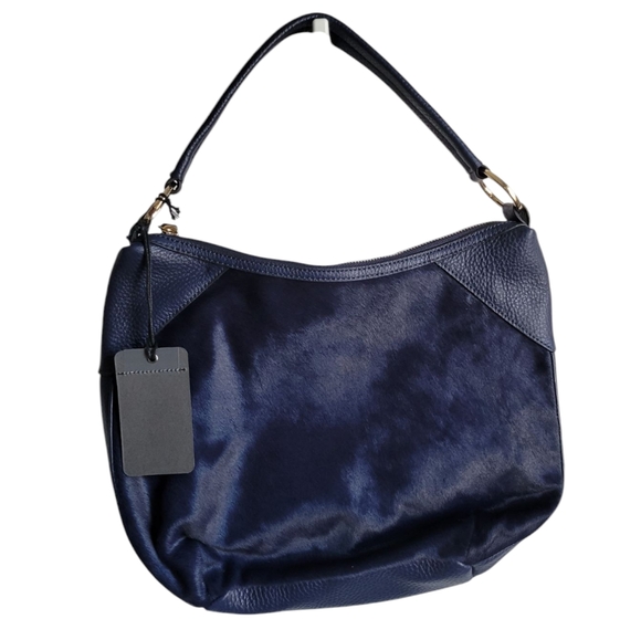 NWT MARGOT Cow Hide Pebbled Leather Shoulder Bag Blue